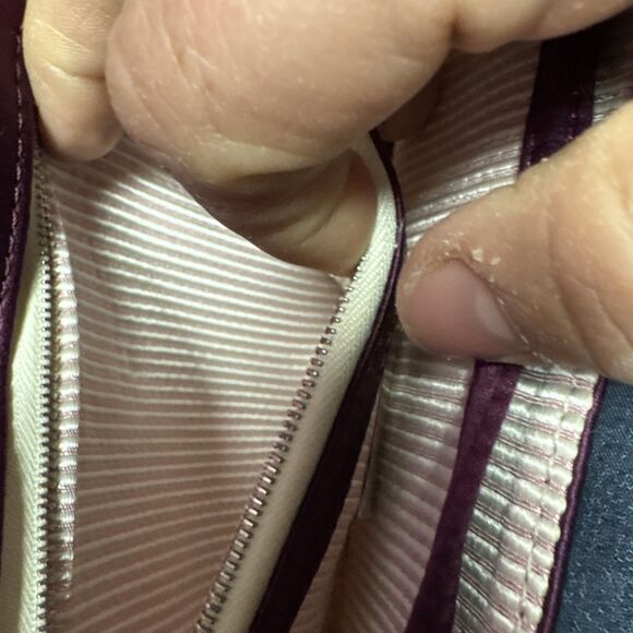 Rare Promo! LAUREN MERKIN Molly Leather Clutch Starter Wife Handbag Purple